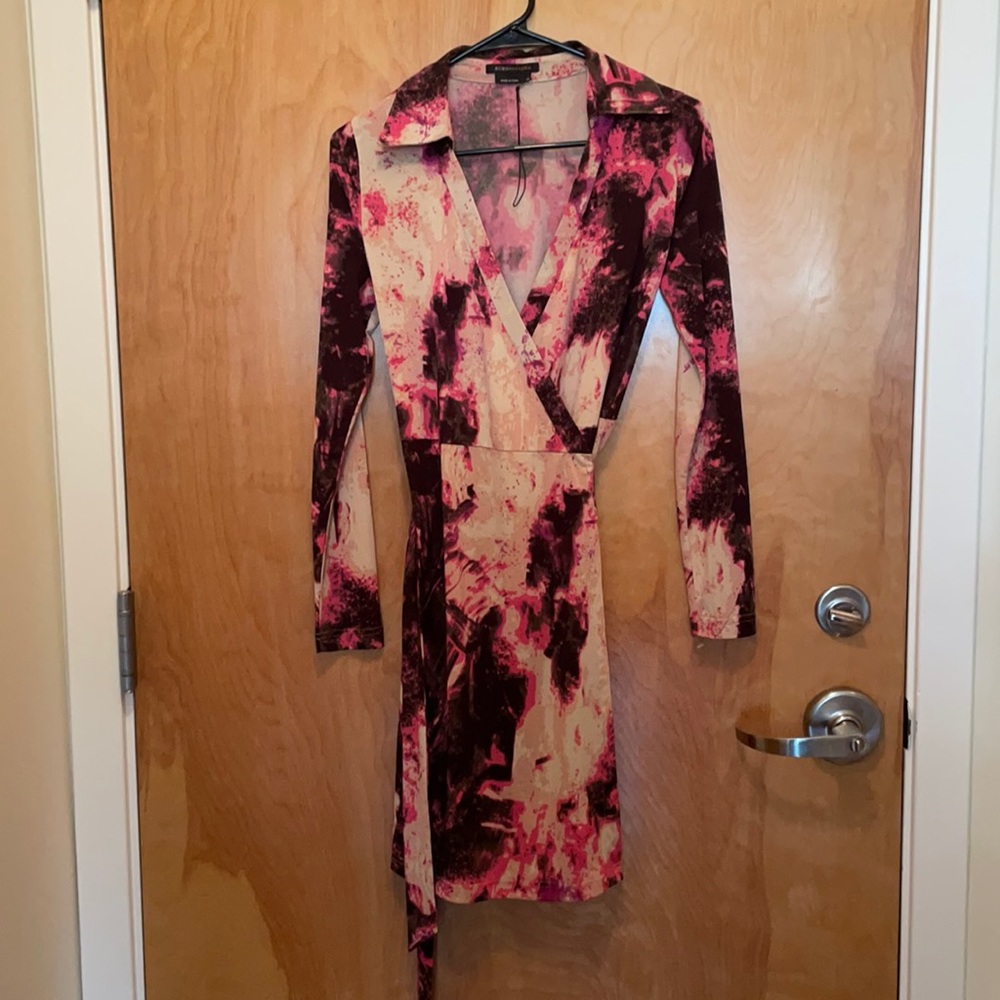 BCBG MaxAzria Long Sleeve Wrap Dress